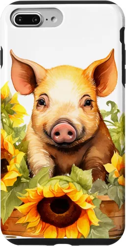 Vista 9 de Funda para iPhone 14 con diseño de animales de granja con girasoles