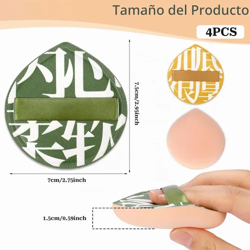 Vista 3 de 4 esponjas de maquillaje coreanas, suave en forma de lágrima, cojín cosmético, esponja de base para corrector, líquido, crema y polvo (tamaño grande)