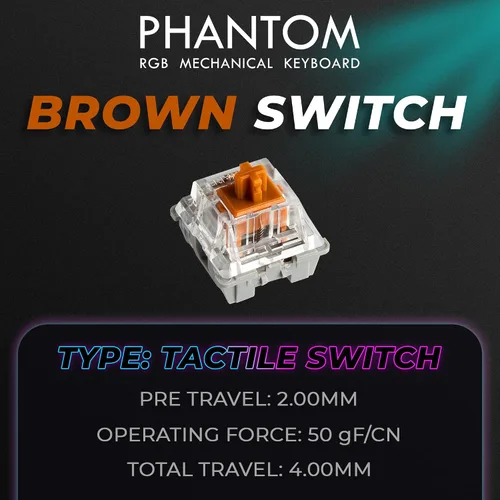 Vista 3 de TECWARE Phantom+ Elite Teclado mecánico RGB de 87 teclas para juegos 3 modos Bluetooth inalámbrico 5.0, 2.4 GHz y USB-C con cable 5 pines