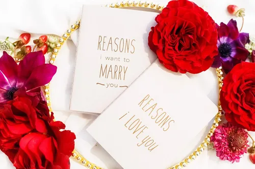 Vista 4 de Diario Reasons I Love You y I Want to Marry You, con impresión tipográfica y sello, regalo para aniversario, casamiento, compromiso o propuesta