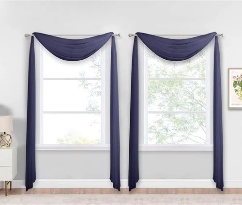 Vista 9 de NICETOWN Cenefa decorativa larga para ventana, cenefa de bufanda de boda, cortina de gasa para sala de estar, dormitorio, ceremonia