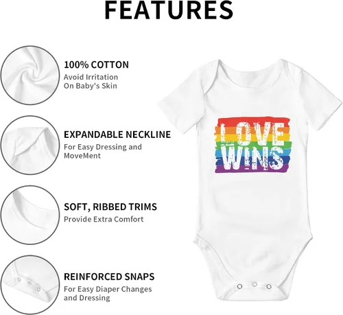 Vista 8 de LGBT Gay Pride Love Wins - Mameluco para recién nacido, traje de bebé