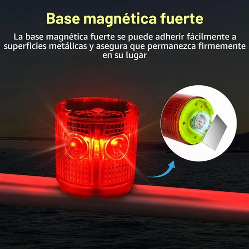 Vista 2 de Aolyty Luz de Advertencia Estroboscópica Solar, Base Magnética Fuerte, Intermitente, Superbrillante, 360 Grados, Encendida Automáticamente Rojo