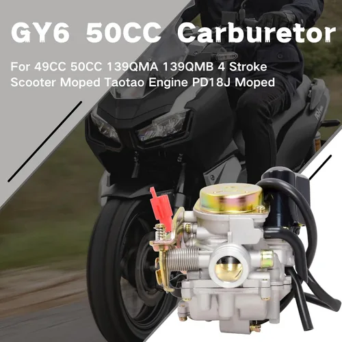Vista 2 de GY6 50CC Carburador para 49CC 50CC 139QMA 139QMB Scooter de 4 tiempos, ciclomotor, motor Taotao, PD18J, ciclomotor, ATV, Go Kart, Quads, Buggy