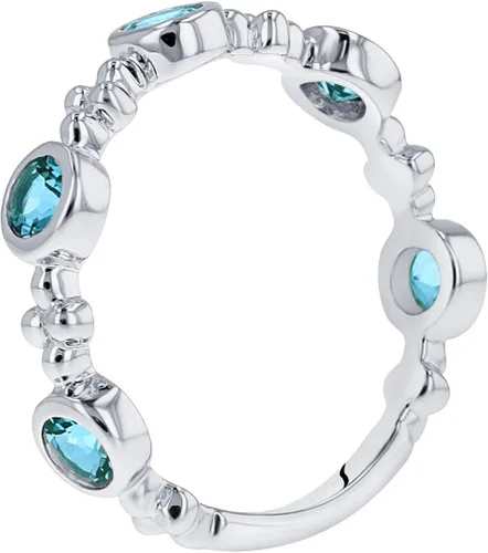 Vista 5 de Peora Tiara apilable de 5 piedras para mujer, plata de ley 925, piedras natales de piedras preciosas naturales, 0.075in de ancho, tallas 5 a 9