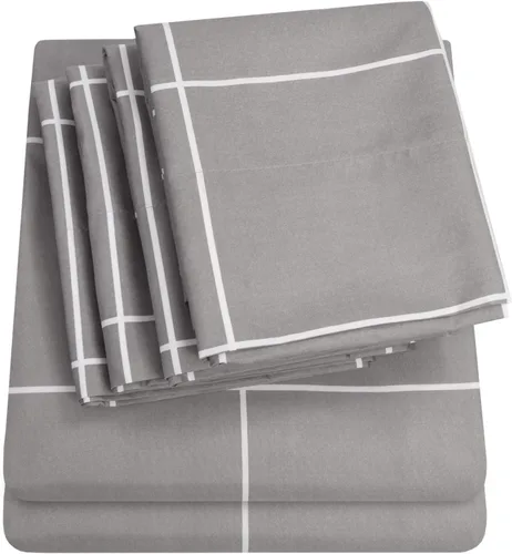 Vista 56 de Juego de sábanas de 4 piezas para camas individuales de 1500 hilos de microfibra de cepillado fino con bolsillo profundo - 1 funda de almohada