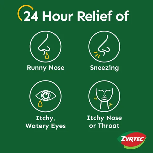 Vista 4 de Zyrtec Tabletas de alivio de alergias las 24 horas, medicina para alergias en interiores y exteriores con 10 mg de cetirizina HCl por tableta