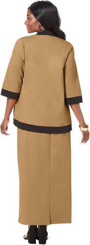 Vista 3 de Jessica London Conjunto largo de chaqueta Ponte para mujer talla grande vestido largo