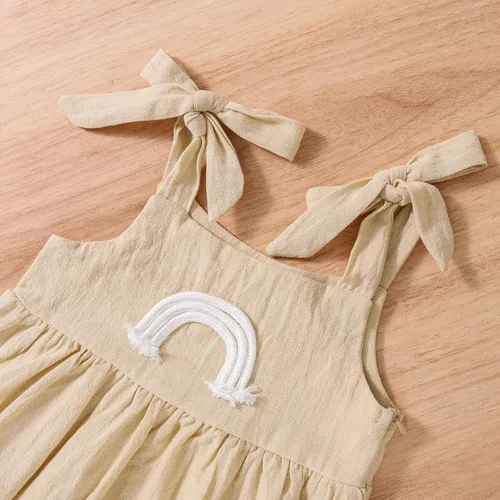 Vista 5 de Conjunto de ropa de verano de 2 piezas, ropa de bebé niña, vestidos de verano florales sin mangas con volantes