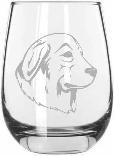 Vista 337 de Shar Pei (chino) - Vaso de vino sin tallo grabado para perro, 15.25 onzas