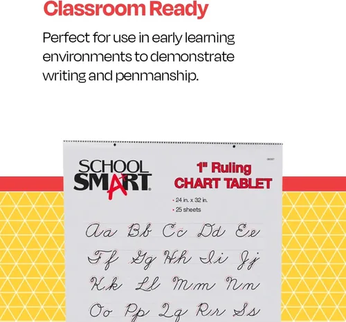 Vista 4 de School Smart bloc de gráfico de líneas de 24 x 32 pulgadas, 25 hojas, blanco