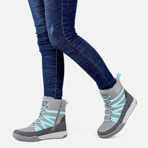 Vista 2 de STQ Botas de invierno para caminar para mujer, con cremallera, ligeras, acogedoras, botines con cordones