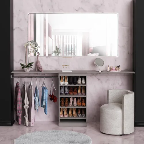 Vista 14 de ClosetMaid Kit de estante de almacenamiento modular y barra para colgar, color gris pardo