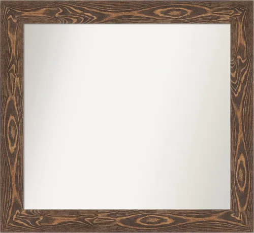 Vista 243 de Amanti Art Espejo de baño marrón para sobre fregadero, 26 x 26 pulgadas, espejo de tocador cuadrado marrón rústico Alexandria, marco de madera