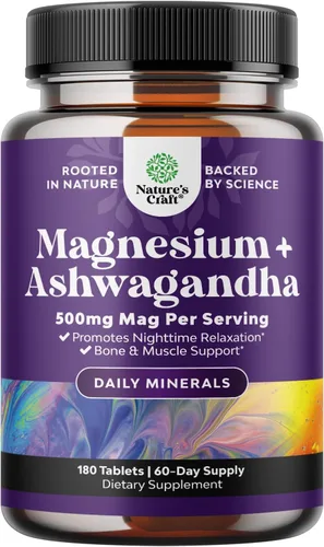 Vista 9 de Pure Calm - Suplemento relajante de glicinato de magnesio con Ashwagandha, magnesio para apoyo al estrés y facilidad de descanso para adultos