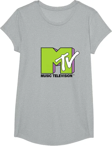 Vista 52 de Camiseta de tratamiento de relleno con logotipo MTV verde lima y morado, Negro, S Azul Marino