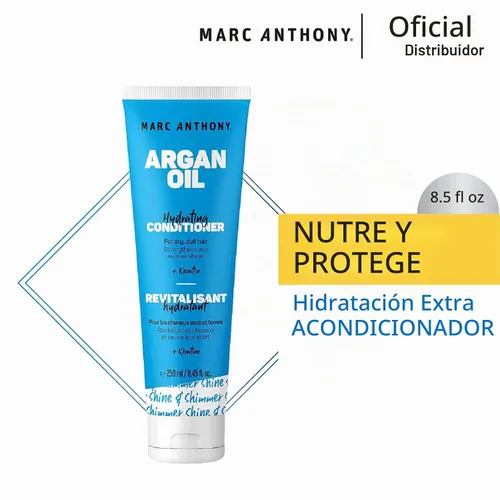 Vista 3 de Marc Anthony Aceite de argán nutritivo de Marruecos acondicionador extra hidratante, tubo de 8.40 onzas, acondicionador de queratina sin sulfato