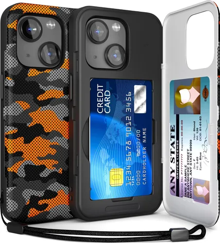 Vista 15 de TORU CX Slim - Funda tipo cartera para iPhone 15, funda protectora a prueba de golpes resistente con tarjetero oculto y ranura para tarjetas, espejo