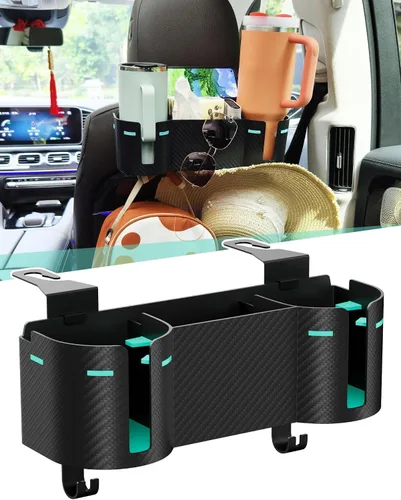 Vista 7 de Soporte para portavasos de asiento trasero de automóvil de 3.7 pulgadas con organizador, organizador de respaldo de asiento 4 en 1 de alta capacidad