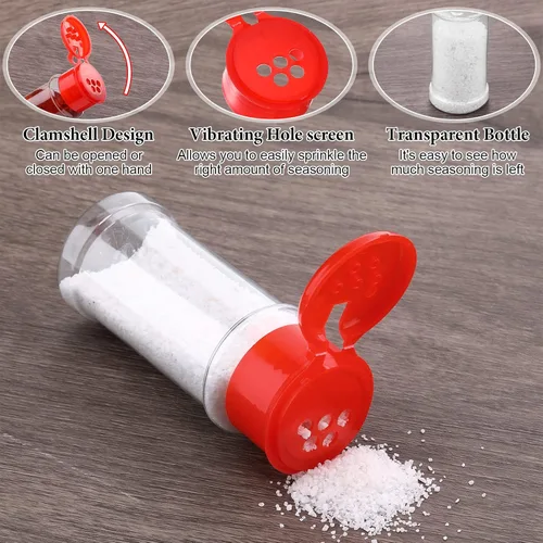 Vista 3 de 50 botellas de plástico de 3.5 onzas líquidas para especias con tapa, recipiente vacío transparente para almacenar hierbas, polvos, cocina