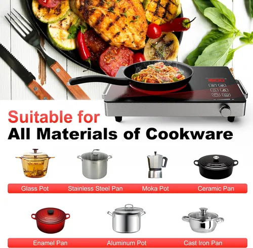 Vista 3 de quemadores eléctricos para cocina cocina cocina eléctrica 1 hornillas parrilla eléctrica para cocinar estufa eléctrica portátil estufa de un solo