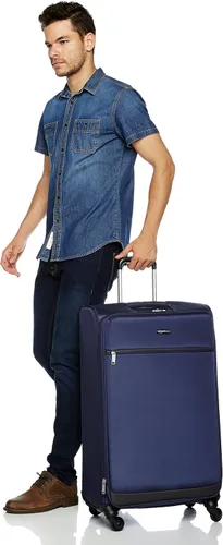 Vista 3 de Tienda Basics Maleta de equipaje giratoria de mano Softside con ruedas, Azul marino, 30 pulgadas