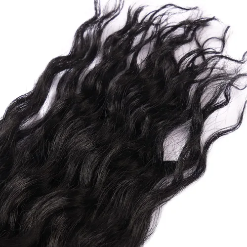 Vista 7 de Extensiones de cabello ondulado con ganchillo Ocean Wave de 18 pulgadas, 6 paquetes, extensiones de cabello de ganchillo sueltas de onda profunda #1B
