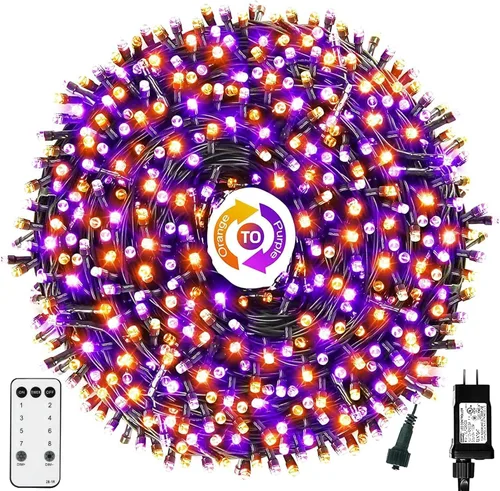 Vista 8 de Guirnalda de luces de Navidad con enchufe de extremo a extremo, 8 modos, 108 pies, 300 LED, IP55, impermeable, con certificación UL