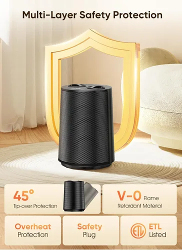 Vista 6 de GiveBest Calentador de espacio, calentadores portátiles de 1500 W para uso en interiores, calentador de cerámica PTC con modos de calefacción
