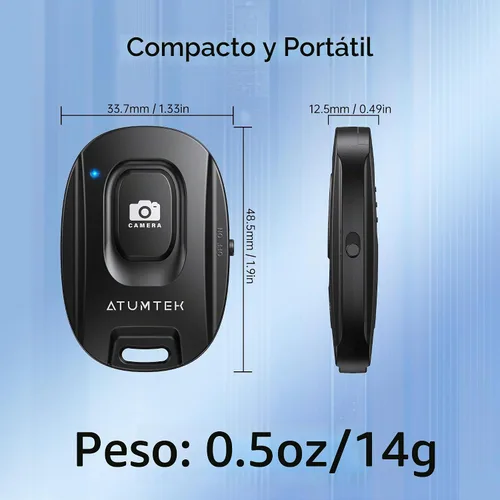 Vista 5 de ATUMTEK - Obturador remoto inalámbrico para iPhone y Android, paquete de 2 Negro