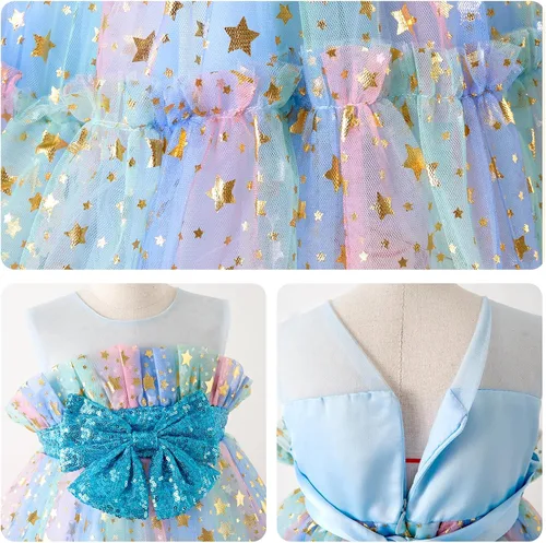 Vista 6 de Miipat Vestido de niña de flores para bebé, boda, fiesta, tul, princesa, vestido de baile, vestido formal con lazo para la cabeza