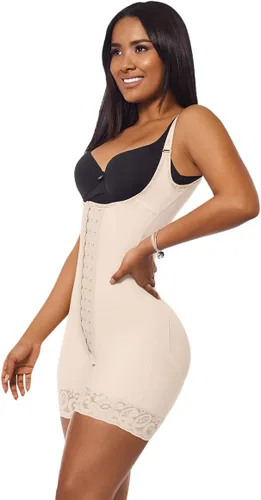 Vista 2 de Forma Tu Cuerpo, Faja Colombiana, Body corto, Control de Abdomen y Levantador de Glas. Definición de Cintura 3 Ganchos