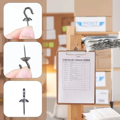 Vista 3 de Hotop 30 piezas de ganchos de pared con tachuelas de pulgar de hierro, ganchos de metal, tachuelas decorativas para cuadros, para 9 kg, para el Negro