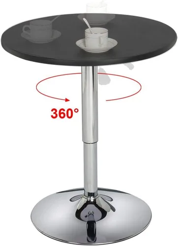 Vista 5 de Yaheetech Mesa de bar con parte superior de MDF color negro y base de patas color plateado, ajustable, capacidad de 66 libras., Negro