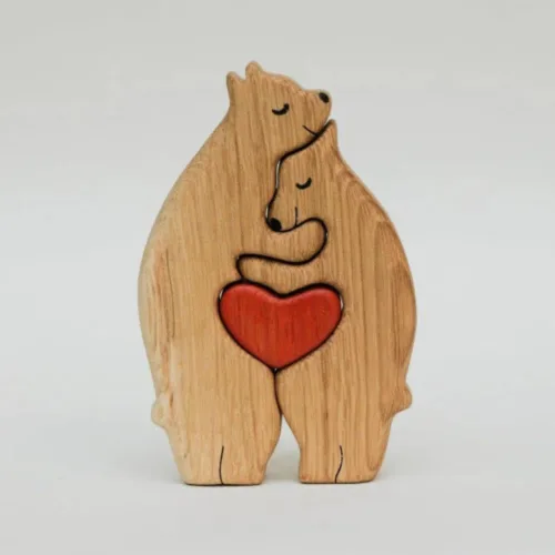 Vista 4 de Rompecabezas familiar de osos de madera 2023 – Rompecabezas de madera personalizado para familia de osos