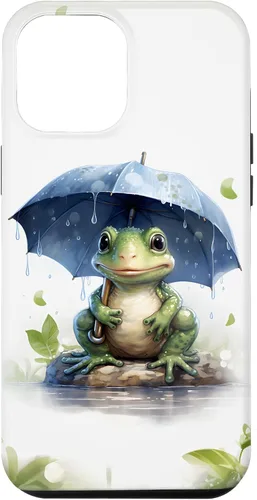 Vista 26 de Cute Green Frog with Umbrella in The Rain Case for iPhone 17