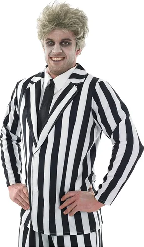 Vista 2 de fun shack Black and White Striped Suit Men Costume, Spooky Halloween Costumes for Men, Scary Halloween 80s Movie Costumes