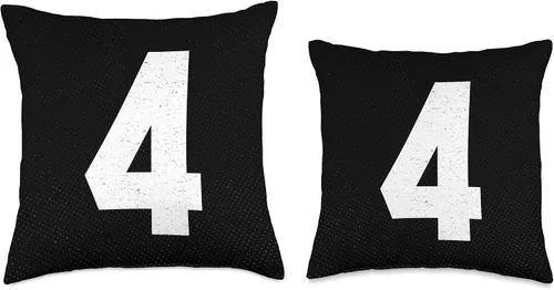 Vista 3 de Jersey Uniform Number 4 Number #4 - Almohada deportiva de estilo atlético, 16 x 16 pulgadas, multicolor