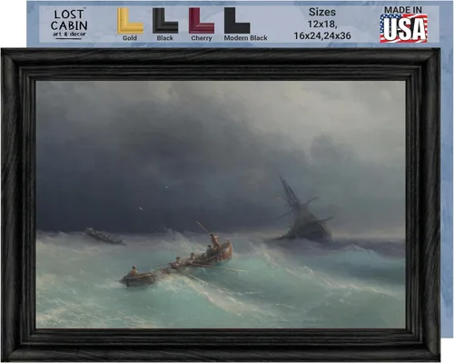 Vista 10 de Lost Cabin Dusk on the Golden Horn de Ivan Aivazovsky Impresión en marco plano negro Reproducción de pinturas de obras de arte finas Regalo