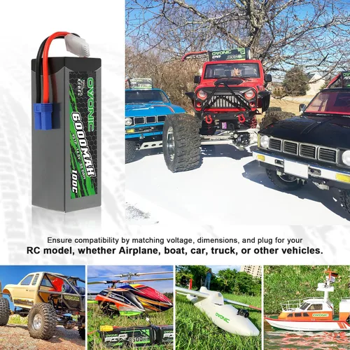 Vista 5 de OVONIC Batería Lipo 100C 4S 6000mAh 14.8V con conector EC5 para arrma speedrun Limitless RC Cars