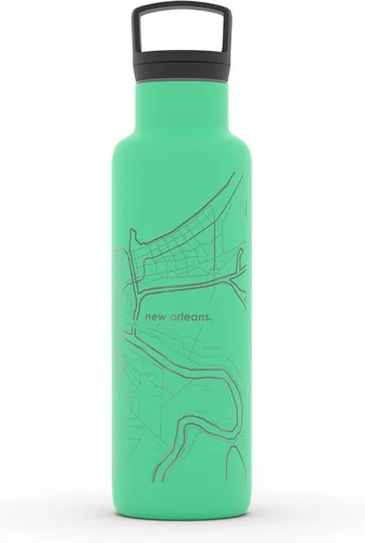 Vista 203 de Well Told Botella de agua aislada con mapa de Washington DC grabado, botella de acero inoxidable grabada (21 onzas, blanco) botella aislada de mapa