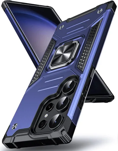 Vista 21 de DASFOND Diseñada para funda Galaxy S8 con soporte, anillo metálico giratorio mejorado de 360°, soporte kickstand de grado militar, resistente a