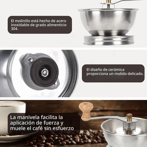Vista 2 de Molinillo de café de tarro masón, accesorio de tapa manual para tarros Mason de boca regular, tapa de tarro Mason de acero inoxidable y rebabas