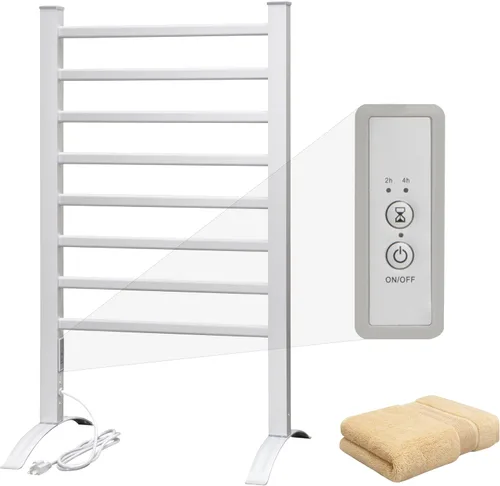 Vista 20 de KEG Calentador de toallas montado en la pared con temporizador incorporado 4 barras de acero inoxidable eléctrico calentado toallero para baño
