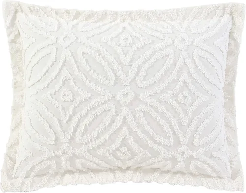 Vista 7 de Beatrice Home Fashions Colcha de chenilla para anillo de boda, matrimonial, marfil + 2 fundas de almohada de chenilla para anillos de boda