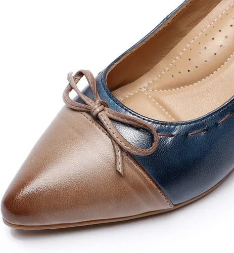 Vista 4 de Mona flying Zapatos de tacón de cuero para mujer, elegantes, clásicos, cómodos, elegantes, hechos a mano