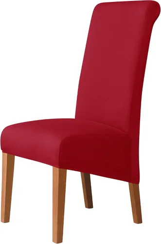 Vista 6 de 4 piezas de funda protectora con tejido elástico (elastano) lavable para silla de comedor, funda para asiento para todas las estaciones