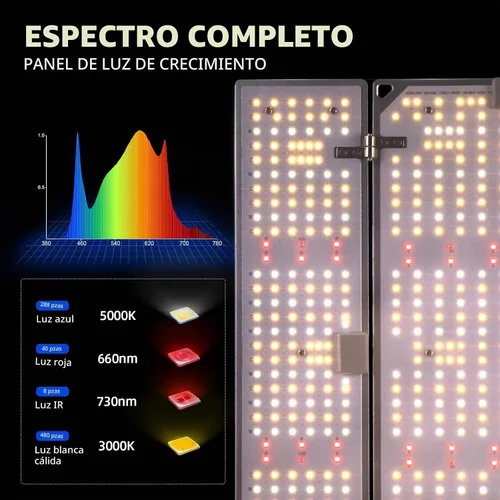 Vista 4 de Barrina 4x4 Luces de Cultivo para Plantas de Interior de Espectro Completo, BU2000 Atenuable, Panel de Luz de Crecimiento LED Ajustable, 816 LEDs