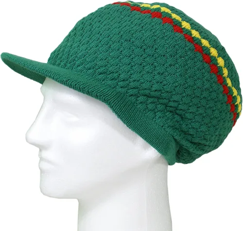 Vista 18 de Shoe String King SSK Rasta Knit Tam Hat Dreadlock Gorra con múltiples diseños y tamaños.