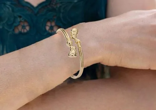 Vista 5 de EGO VINA Pulseras de nefertiti de la reina egipcia de la joyería africana para las mujeres, pulsera ajustable vintage de acero inoxidable, regalos